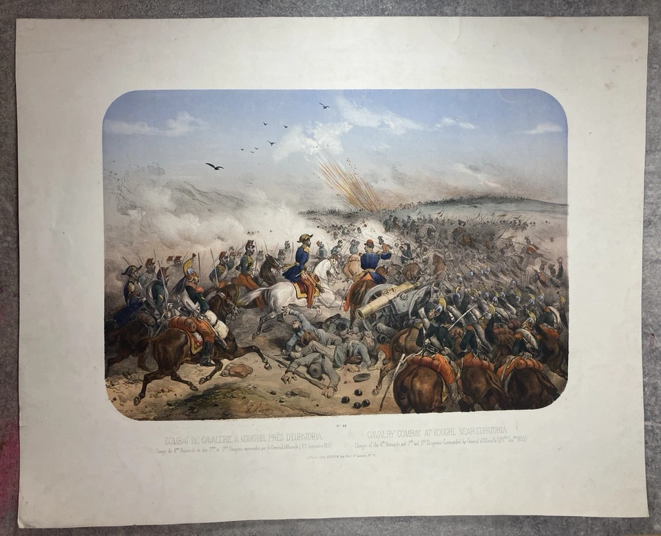 LITHOGRAPHIE Bataille de Kanghil 1855 Guerre de Crimée (KOUGHIL). Victor Adam. - Photo 2/4