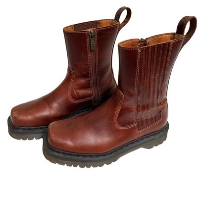 Dr Martens Amaayah Lo Butterscotch Leather Zip Platform Boots Womens 8