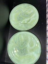 Akro Agate Saucer Tea Plate 2 Vintage Mini Panel Jadeite 2