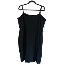 Express Form Fitting Spaghetti Strap Thigh Slit Little Black Dress Plus Size XL