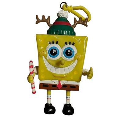 Spongebob Squarepants Christmas Holiday Ornament Backpack Clip 2003 Viacom 4''