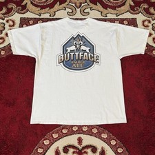 Vintage 90s Buttface Amber Ale Beer Rams White T Shirt Size XL Made in USA
