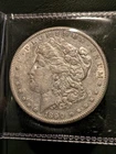 1890-S MORGAN SILVER DOLLAR Au Details Cleaned