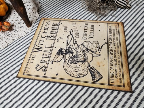 VINTAGE DEKO VIKTORIANISCHER PRIMITIVER STIL HALLOWEEN HEXEN ZAUBER BUCH WICCA SCHILD - Bild 7 von 8
