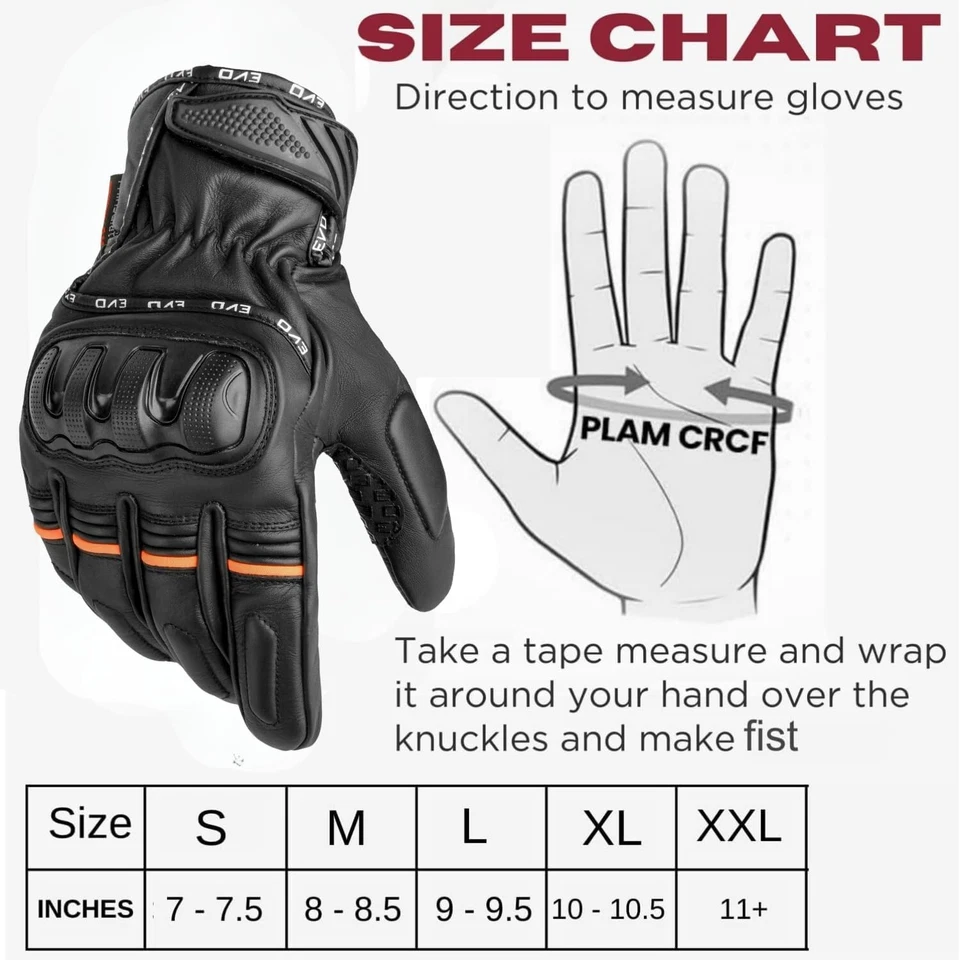 EVO Motorbike GLOVES LEATHER Motorcycle Glove Waterproof Winter thermal PPE WORK - Image 2 of 4