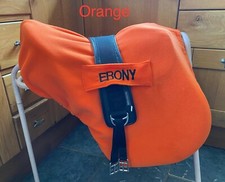 ORANGE Embroidered PERSONALISED SADDLE COVER With GIRTH Loops GP or DRESSAGE