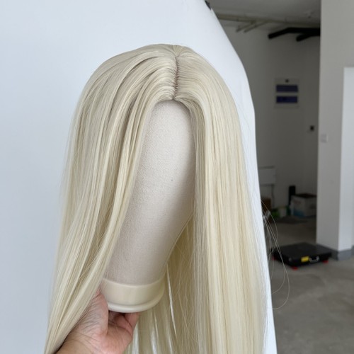 Cosplay Wigs Heat Resistant Synthetic Hair Soft Long Straight Platinum blonde