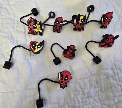 8PCS  Deadpool & Wolverine  Straw Cover Cap fits Stanley Cup Premium Silicone 