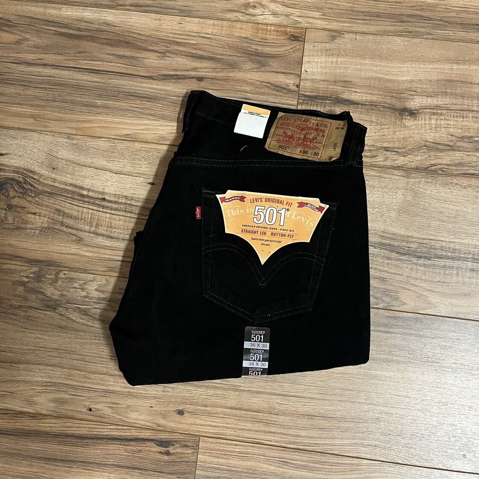 vintage 90s 00s levi's 501 black denim deadstock made in