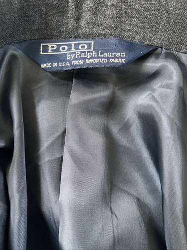 POLO Ralph Lauren Sz 41L Vtg 80s 90s 3 Roll 2 Gray Wool Flannel Jacket Blazer - Picture 14 of 15