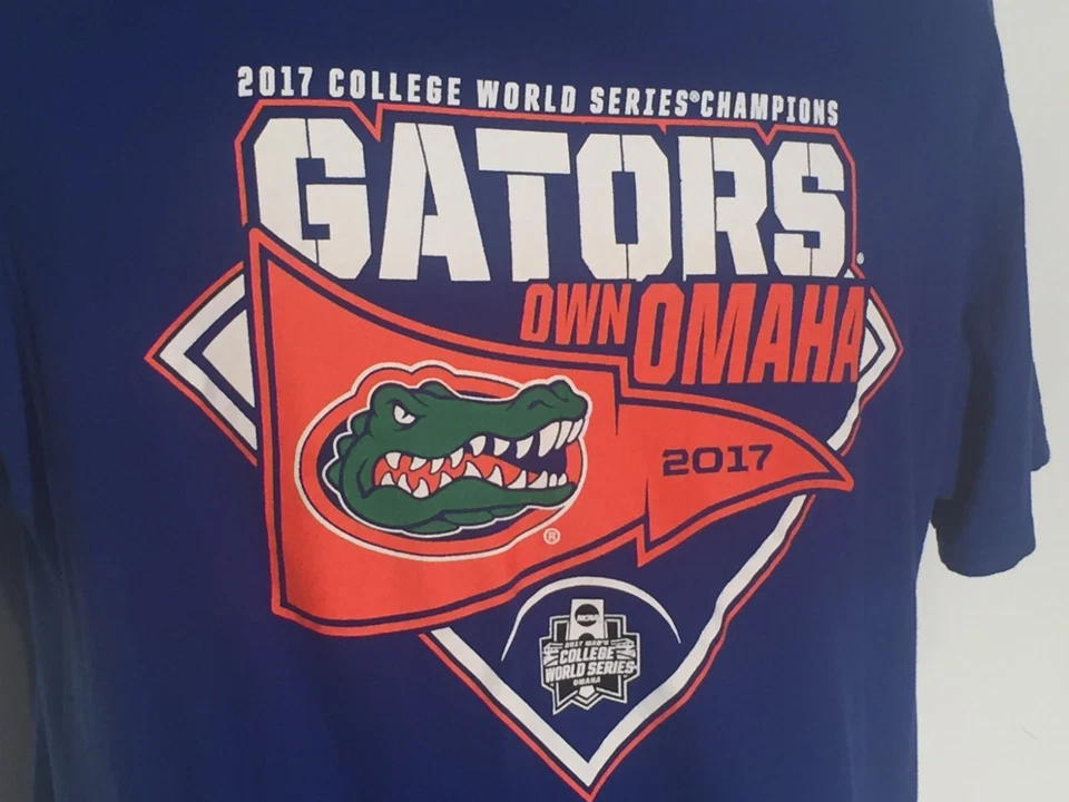 Florida Gators Own Omaha 2017 College World Series Champions Baseball L T-shirt - Image 2 of 3