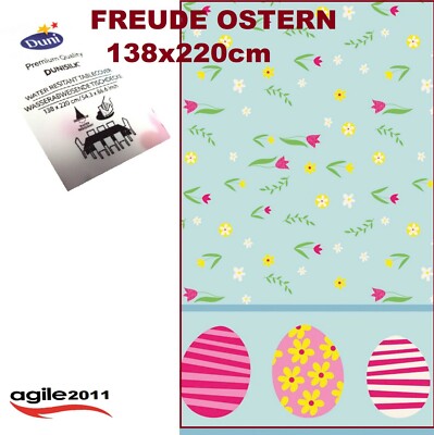 138x220cm, DUNICEL   Tischdecke aus Dunicel ostern,''FREUDE OSTERN'', 