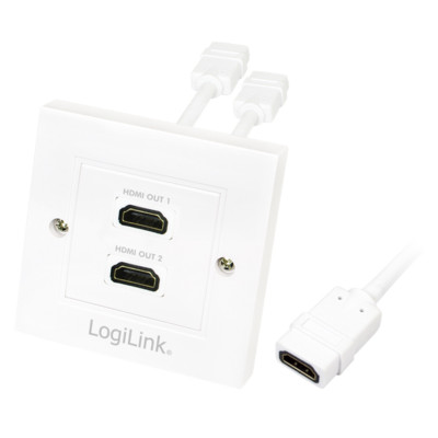 LogiLink 2x HDMI-Buchse Wanddose Einbaudose Steckdose High Speed with Ethernet