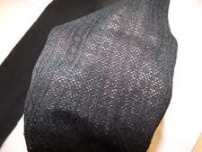 Vtg 1960s NEW Black Textured Open Knit Over the Knee Hosiery Stockings Sz 9-11