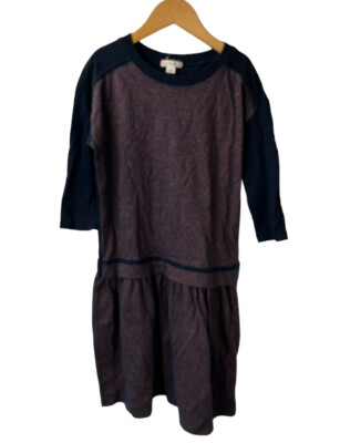 J Crew Crewcuts Youth Girls 3/4 Sleeve Metallic Shirt Dress Size 10 Blue Cute