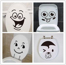 Funny Toilet Seat Stickers Vinyl Decals Bathroom Sticker Face Toilet Lid Decal