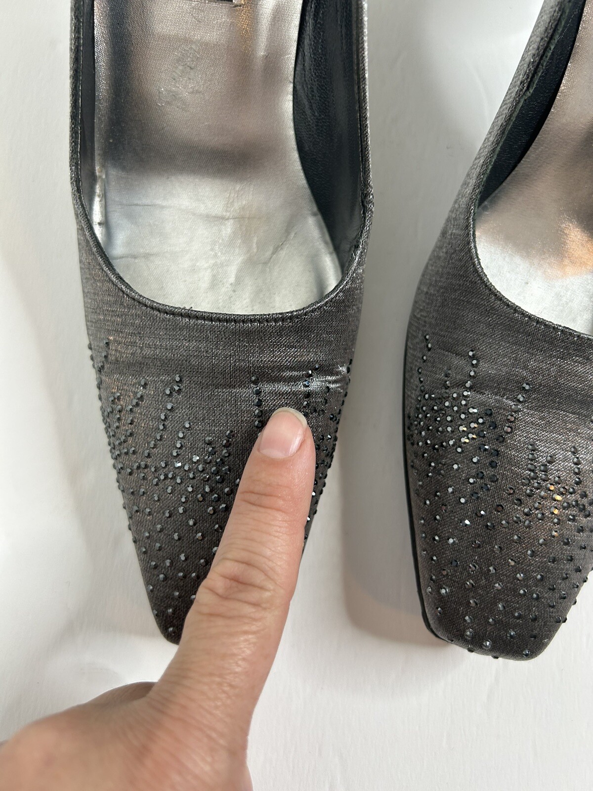 STUART WEITZMAN Silver Square Toe Embellished Hee… - image 10