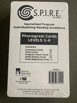 S.P.I.R.E. Large Phonogram Flash Cards (Levels 1-6) 4e Reading Intervention