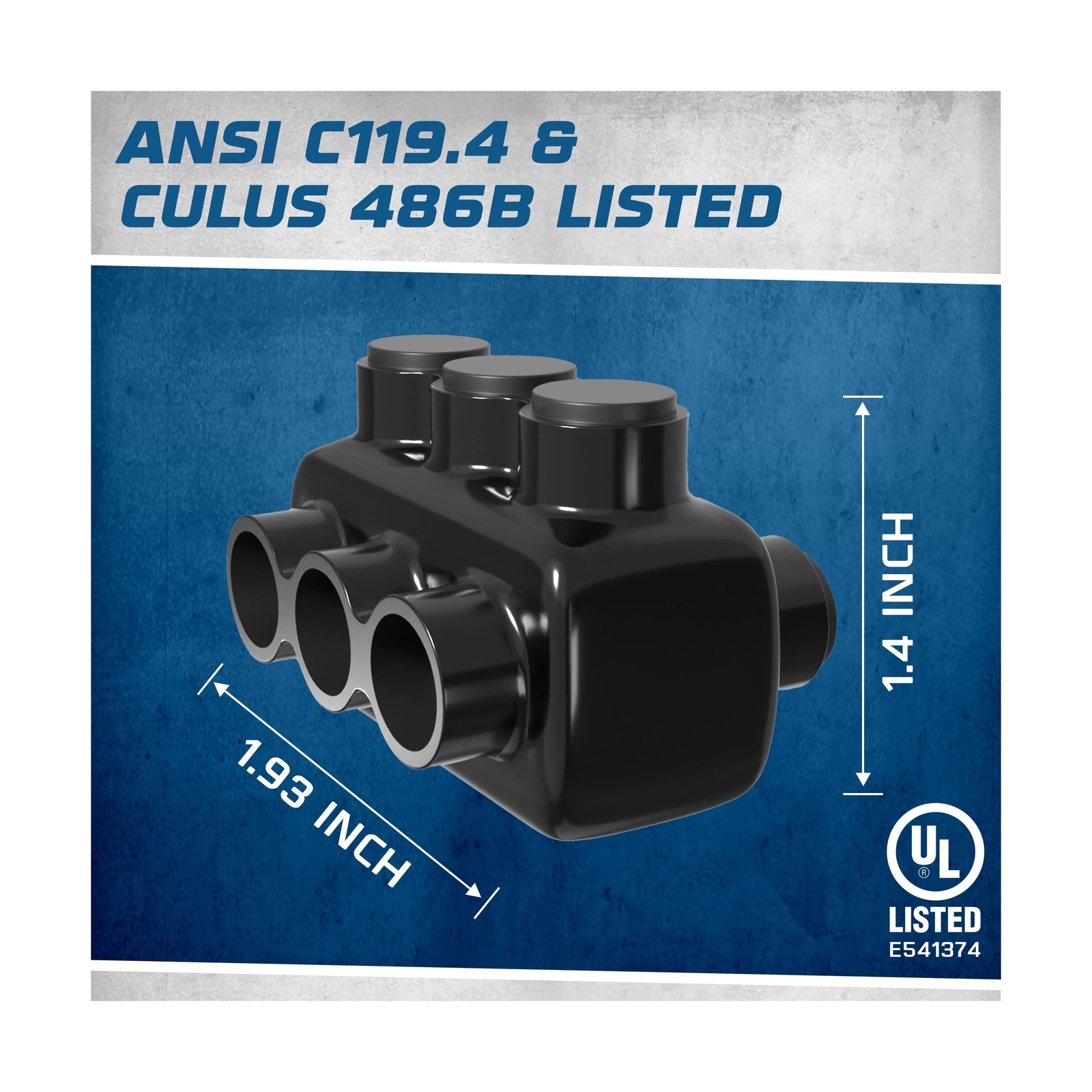 OHLECTRIC 10 Pack - Dual Side Entry - 3 Port - 2-14 AWG - Black Insulated Con...