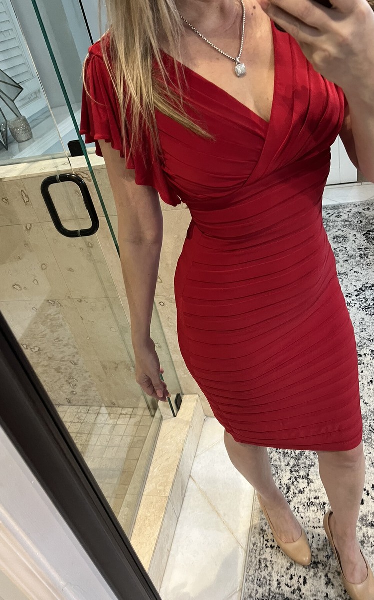 adrianna papell cocktail & party dresses Off Shoulder Three Quarter Rosette Sleeve Cocktail Dress In Emerald