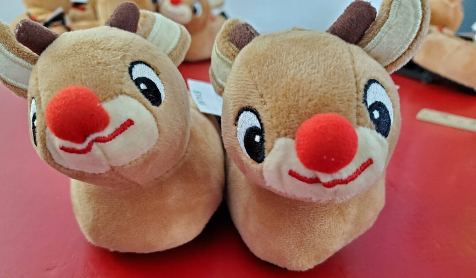 APL Renna dal naso rosso Rudolph pantofole 3D giovanili Rudolph NUOVE con etichette taglia 2