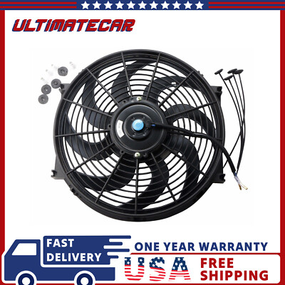 Universal 12V Electric Radiator Engine Cooling Slim Fan Push&Pull 1x14 inch