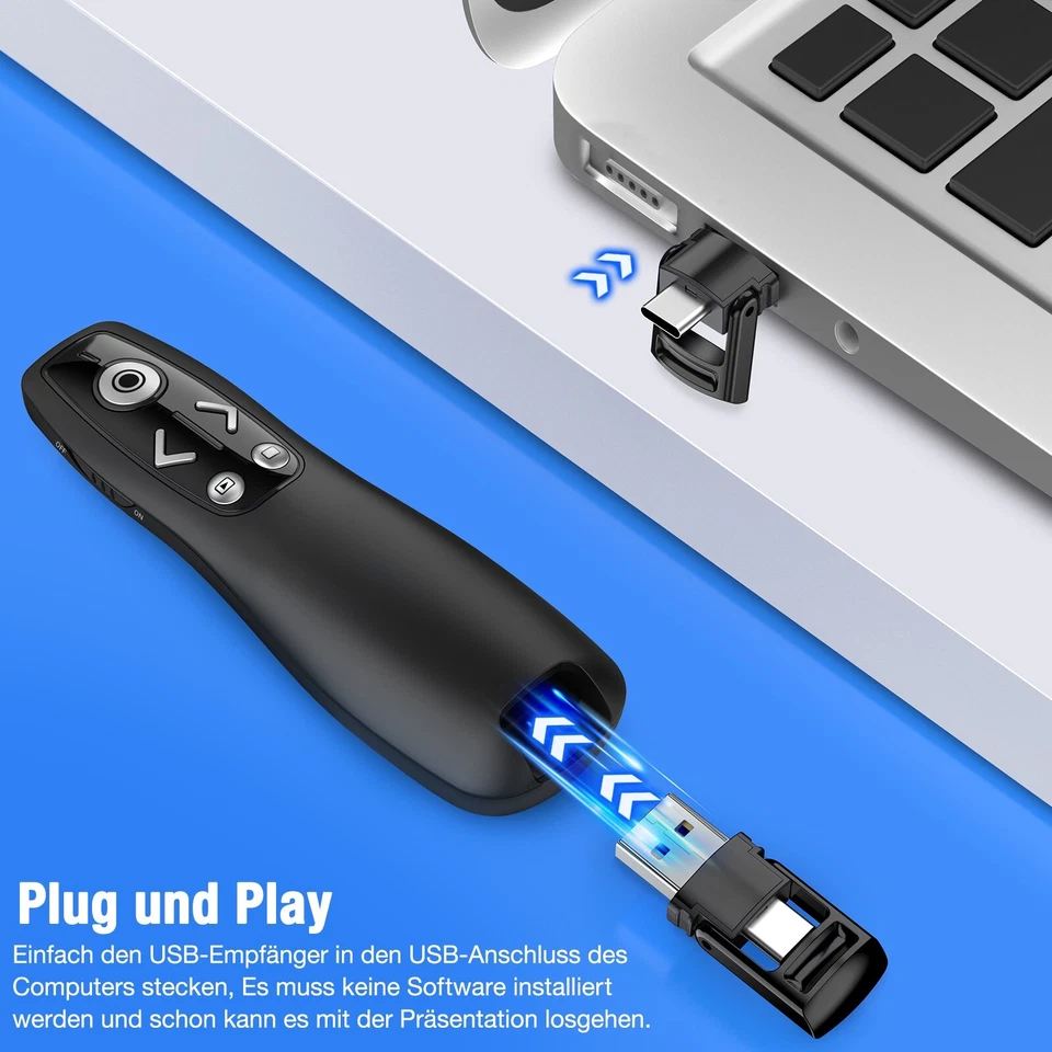 Presenter USB C 2.4GHz Wireless Fernbedienung für Windows/Mac/PowerPoint/Keynote - Bild 4 von 4