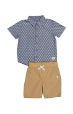 WEATHERPROOF VINTAGE Little Boy 2pc Woven Shirt  Drawstring Short Outfit Size 4