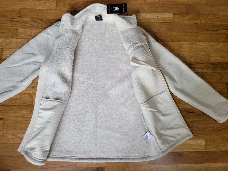 Chaqueta polar Spyder Expo para hombre cremallera completa mediana forrada de avena logotipo atlético nueva Foto 3 de 4