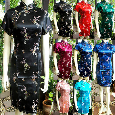 Abito Corto Asia-Miss In Seta – Qipao/Cheongsam Cinese E Giapponese – Colori Multicolore – Taglie 34-42