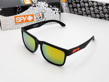 Spy Helm Promo Sunglasses Matte Black Orange Mirrored Lens Orange Logo NIB S10