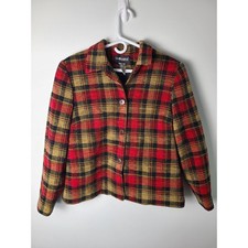 VTG Sag Harbor 14P Red Plaid Blazer Jacket Tartan 90s Dark Academia Preppy Retro