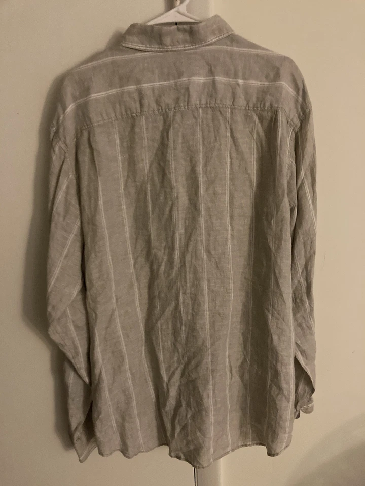 NWT Bugatchi Uomo Linen Shirt Mens XL Multicolor Stripe Button Down Short Sleeve - Image 4 of 4