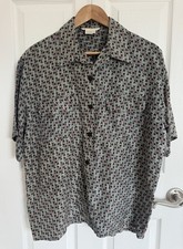 Women  s Vintage Annie Alexander Silk Blouse Shirt Medallion Size XL