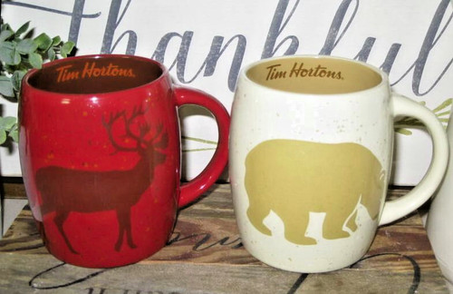 TIM HORTONS LIMITED EDITION COFFEE MUGS BEAR & CARIBOU 2016