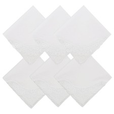 Womens White Lace Cotton Handkerchiefs, Soft Portable Ladies Wedding Hankies