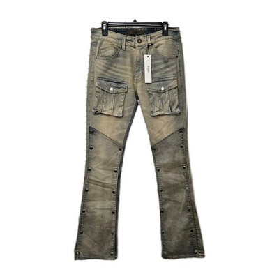KDNK Arma Flare Jeans Stacked skinny flare jeans in tinted stretch denim Size 32
