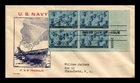 DR JIM STAMPS US COVER WWII NAVY FDC SCOTT 935 PLATE BLOCK FIDELITY CACHET