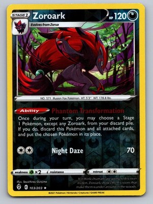 Zoroark 103/203 Holo Rare Evolving Skies Pokemon Reverse Holo