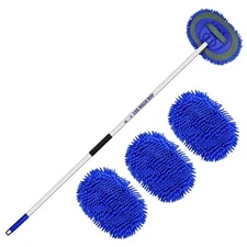 63” Long Handle Car Wash Brush Microfibre Extendable Cleaning Mop Mitt for 