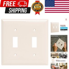 Light Almond, Double Toggle Oversized Wall Plate Cover, 2 Gang, Unbreakable F...