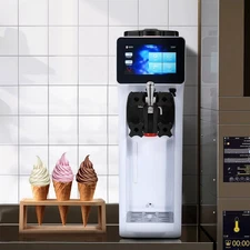 Commercial Ice Cream Machine, 10.6 QT/H Yield, 1000W Single Flavor Countertop So