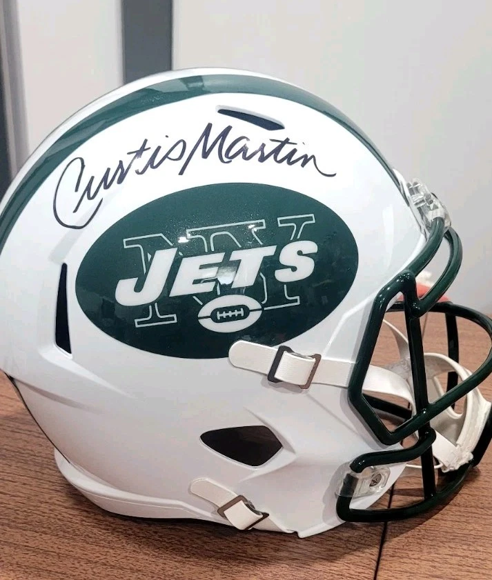 NY Jets CURTIS MARTIN Signed Full Size Riddell Speed Replica Helmet AUTO   - Image 2 of 4