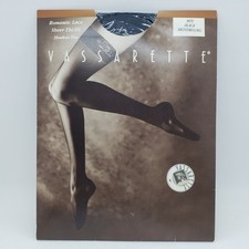 Vassarette Romantic Lace Sheer Thi-Hi Thigh High - Black - Medium Long- NEW