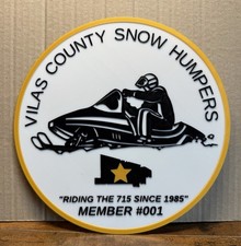 VILAS COUNTY SNOW HUMPERS SNOWMOBILE CLUB PLAQUE SERIALIZED JOIN THE CLUB NOW!