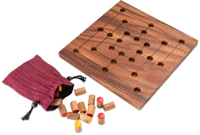Mühle Gr. XL für 2 Spieler - stabiles Spielbrett 25 x 25 cm - Strategiespiel aus - Bild 1 von 4