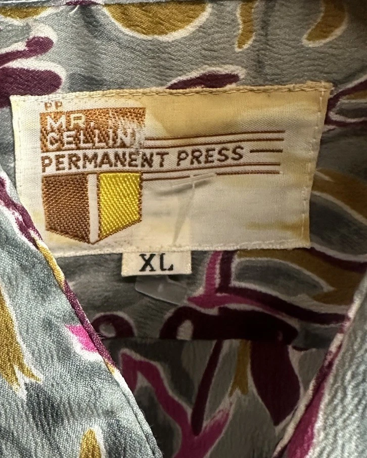 Camisa discoteca floral vintage años 70’s Mr Cellini prensa permanente para hombre talla XL Foto 4 de 4