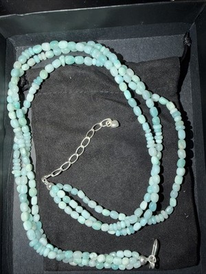 Jay King Three Strand Amazonite and Sterling Silver Necklace