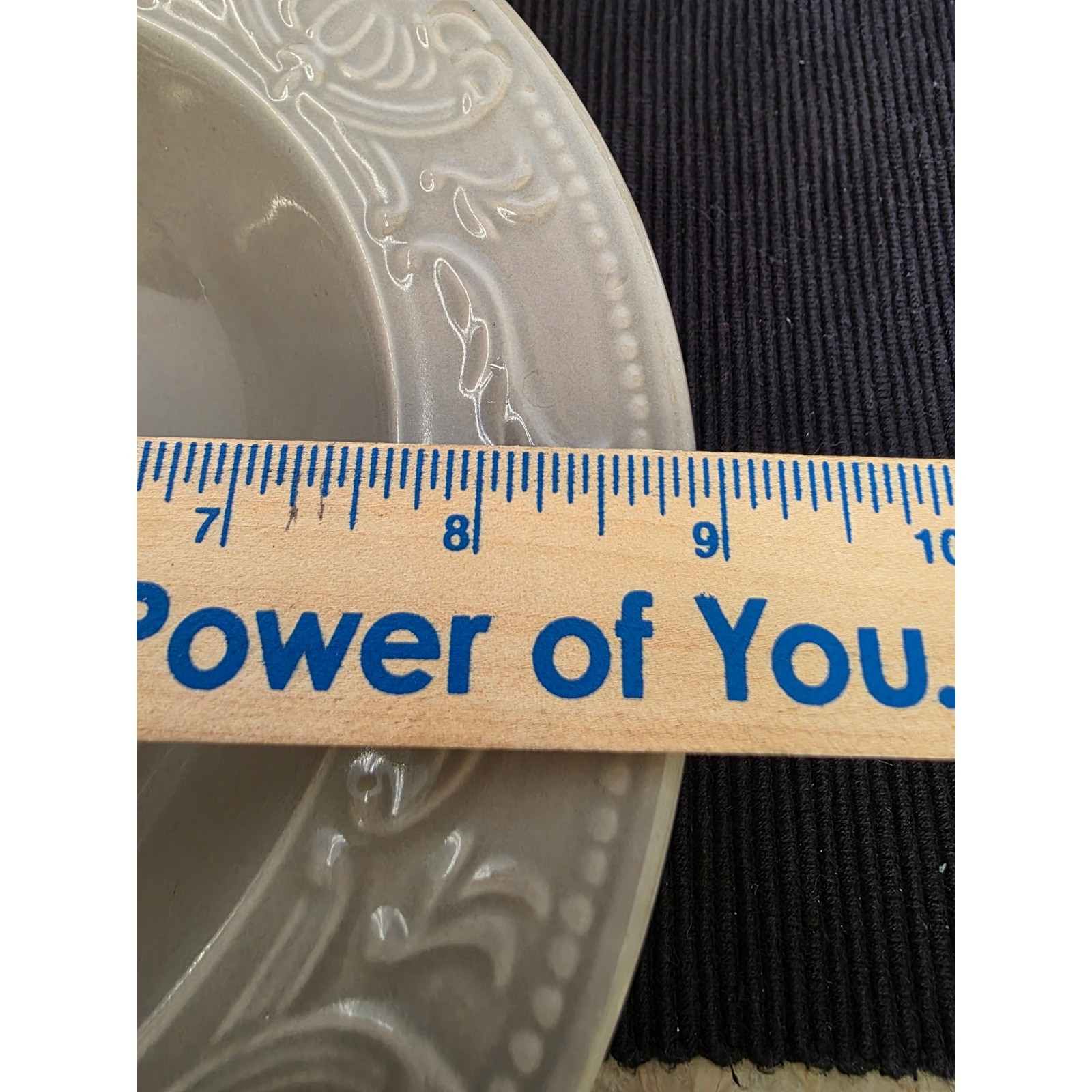 Thomson Pottery Dinner Plate and Soup Bowl Set Embossed Floral Design Taupe