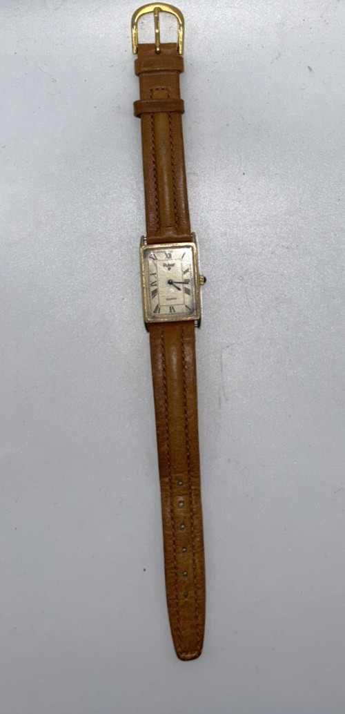 Vintage Pulsar Quartz Rectangular Beige Dial Brow… - image 8
